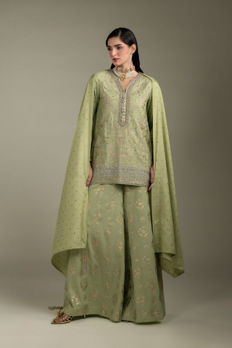 Embroidered | Raw Silk | 3-Piece Co-ord Set | USD 210.00