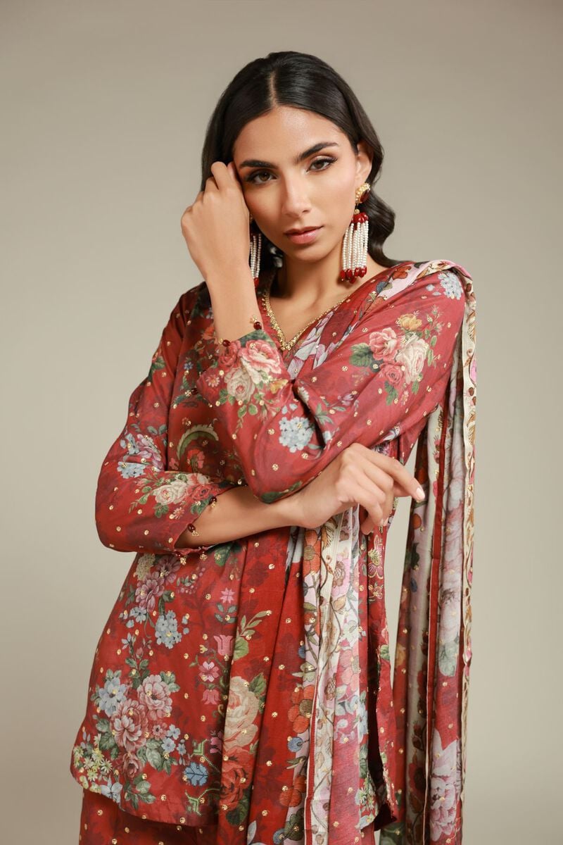 Embroidered | Raw Silk | 3 Piece Co-ord Set | USD 145.00