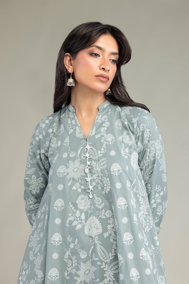 Cambric | Gray Longline Kurta | USD 45.00