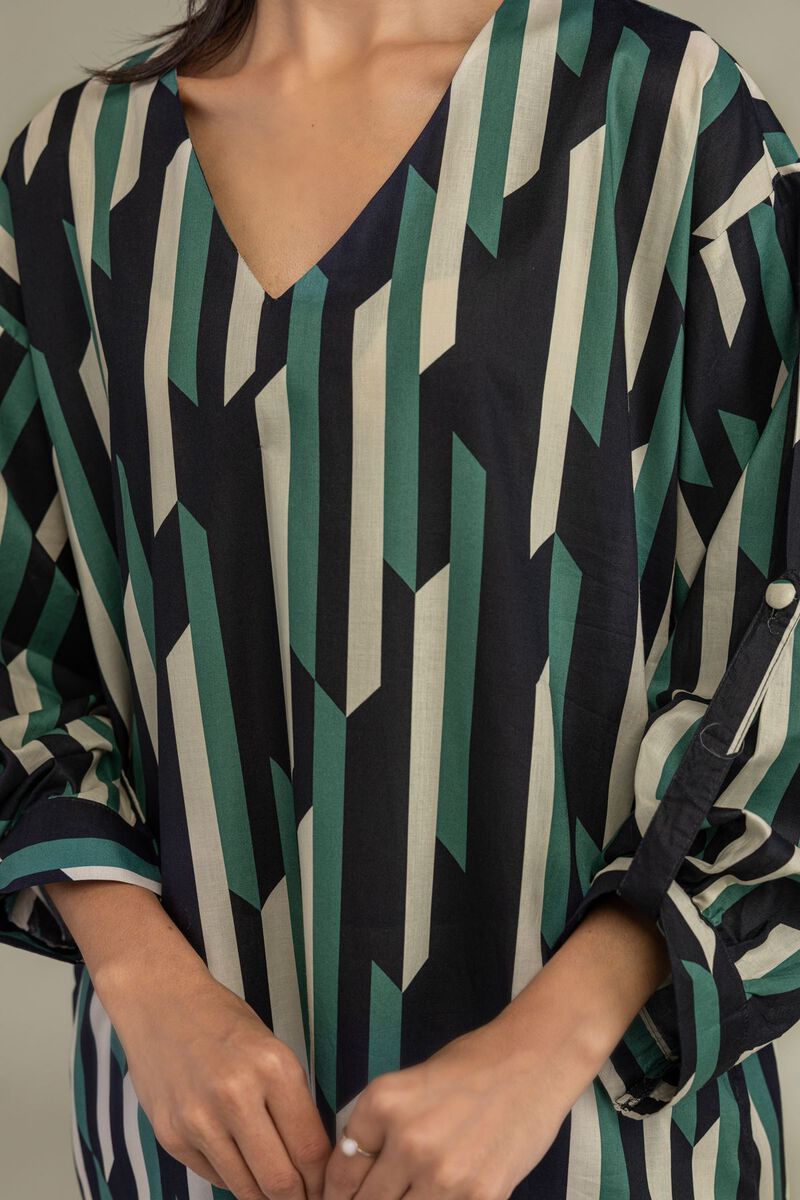Printed | Cambric | Cambric Longline Shirt | USD 35.00