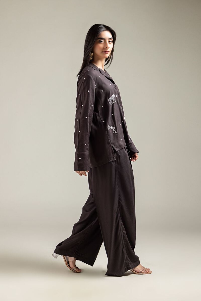 Embroidered | Viscose Crepe | Trousers | USD 30.00