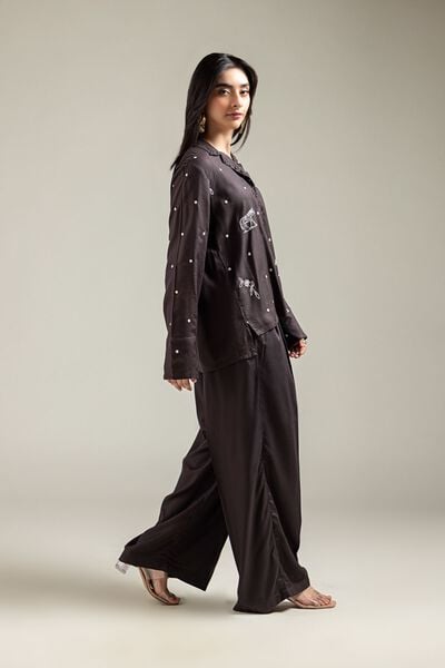 Embroidered | Viscose Crepe | Trousers | USD 30.00