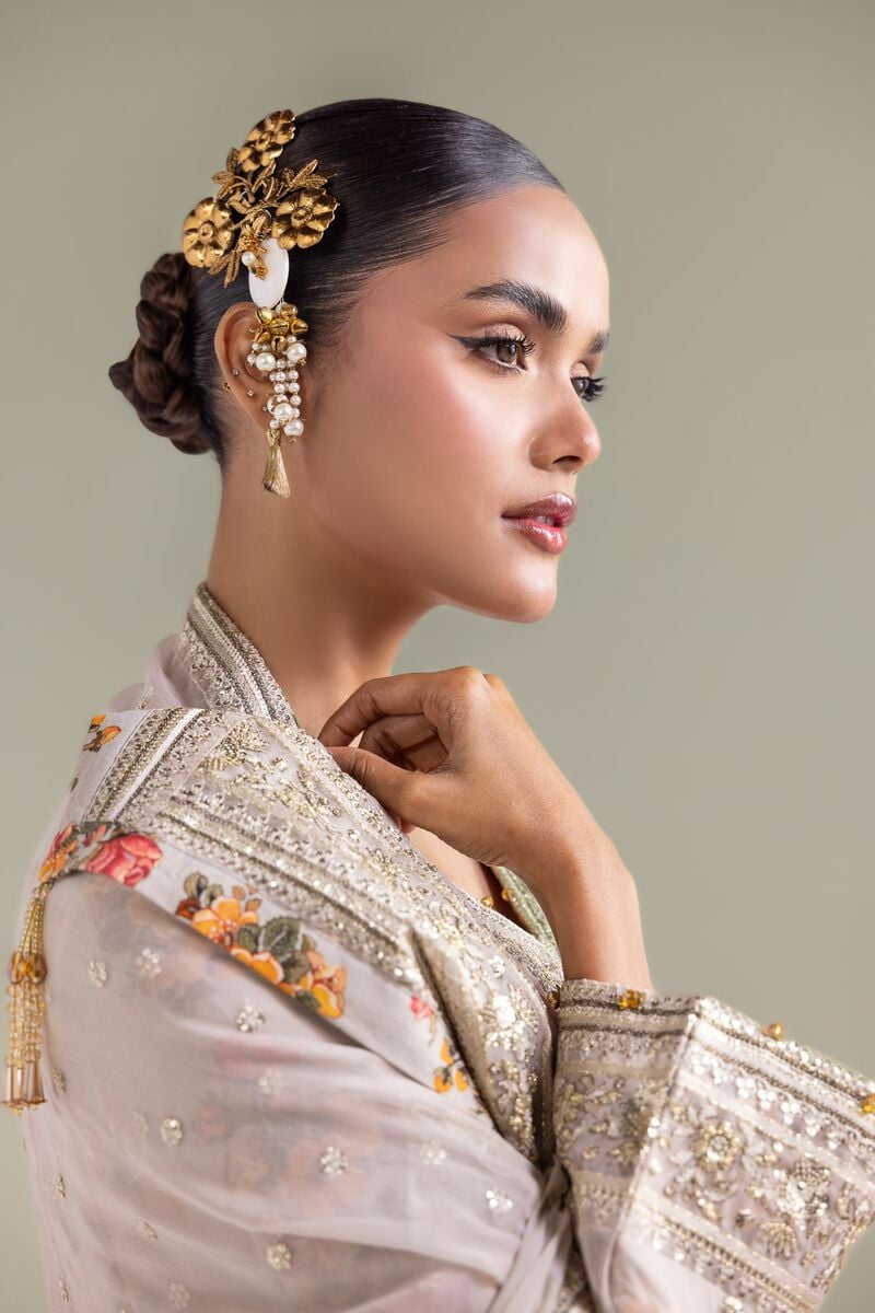 Embroidered | Chiffon | Floral Zari 3-piece | USD 180.00