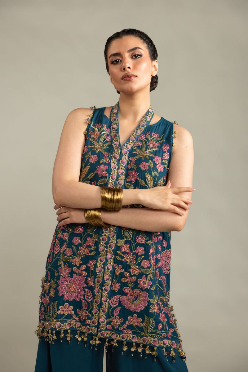 Embroidered | Raw Silk | Sleeveless 2-Piece Co-ord | USD 125.00