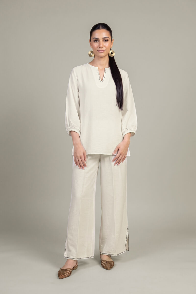 Dyed | Crepe | Short Solid Blouse | USD 40.00