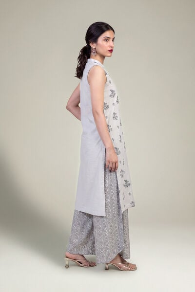Embroidered | Raw Silk | Gray Silk Pants | USD 35.00