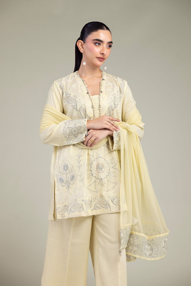 Embroidered | Chiffon | Yellow Chiffon Dupatta | USD 40.00