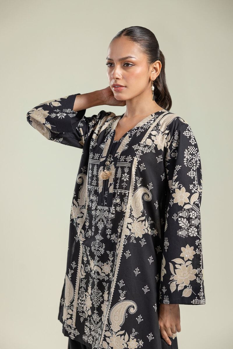 Printed | Cambric | Floral Black Kurta | USD 30.00