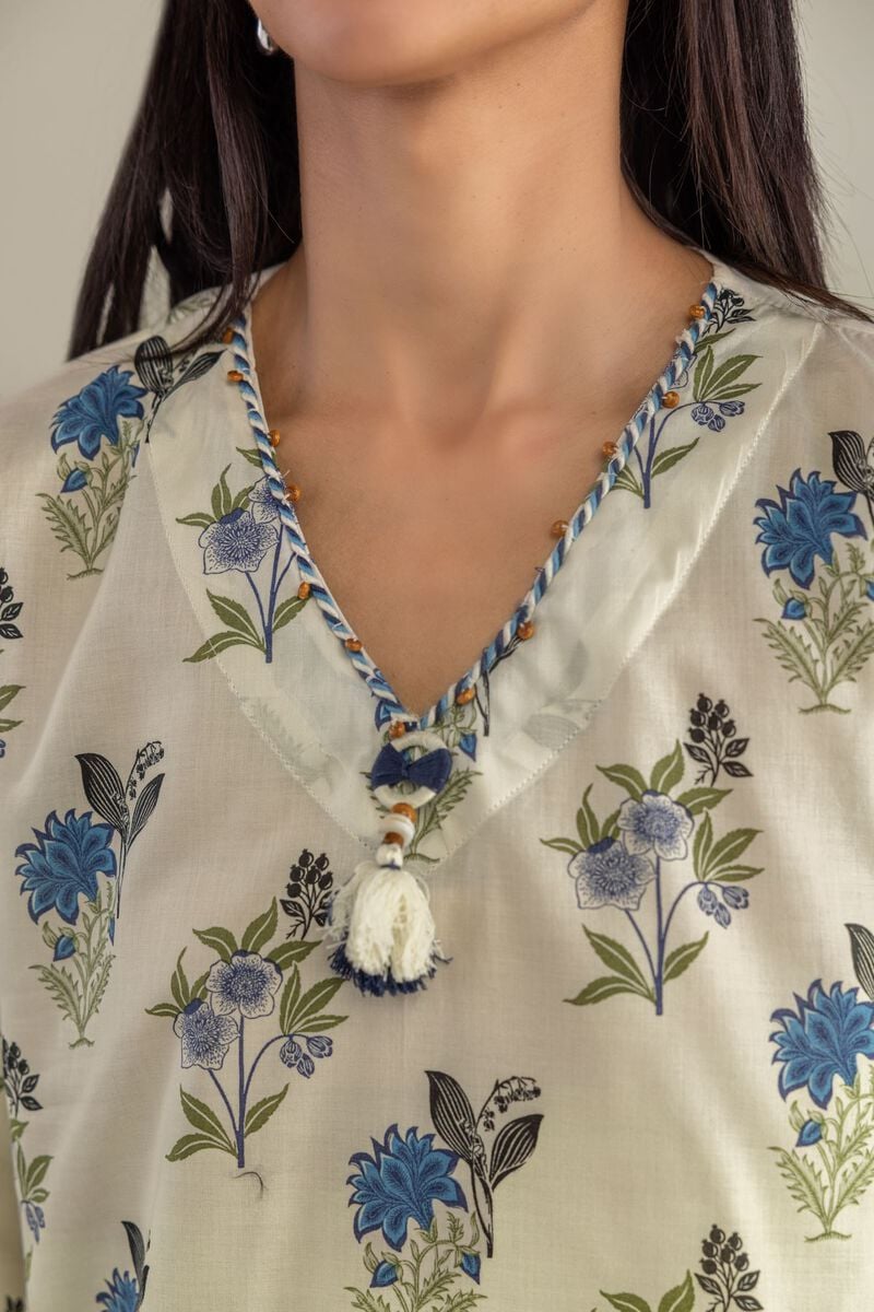 Printed | Cambric | Floral V-Neck Kurta | USD 35.00