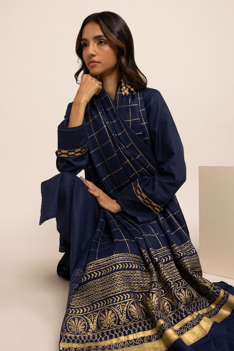 Shawl | Embroidered, BLUE, hi-res image number null