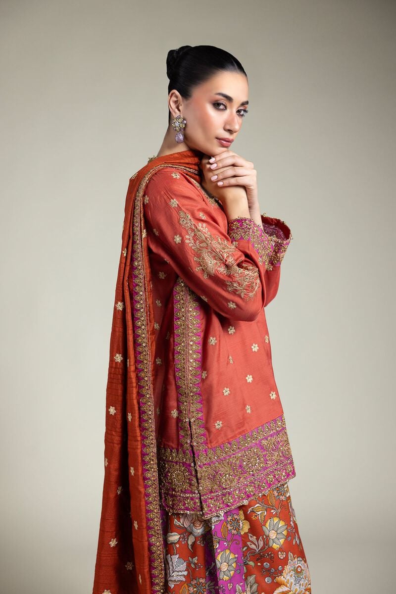 Embroidered | Raw Silk | Three-Piece Set | USD 180.00