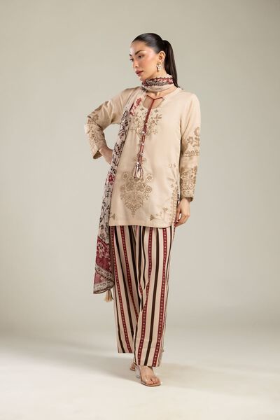Embroidered | Raw Silk | Beige Silk Shalwar | USD 30.00