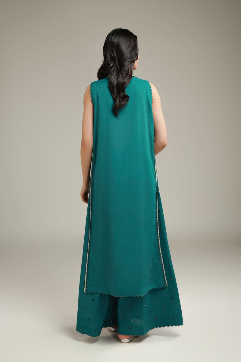 Embroidered | Cambric | Teal Cambric Kurta | USD 40.00