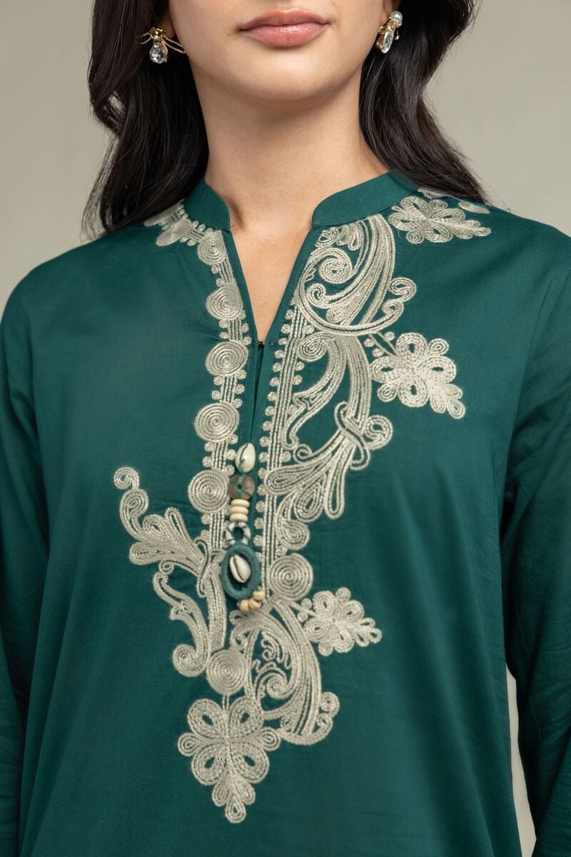 Embroidered | Cambric | Green Cambric Kurta | USD 45.00