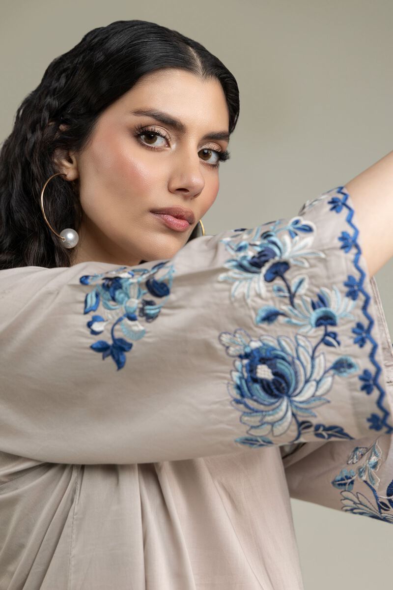 Embroidered | Cambric | Long Floral Kurta | USD 40.00