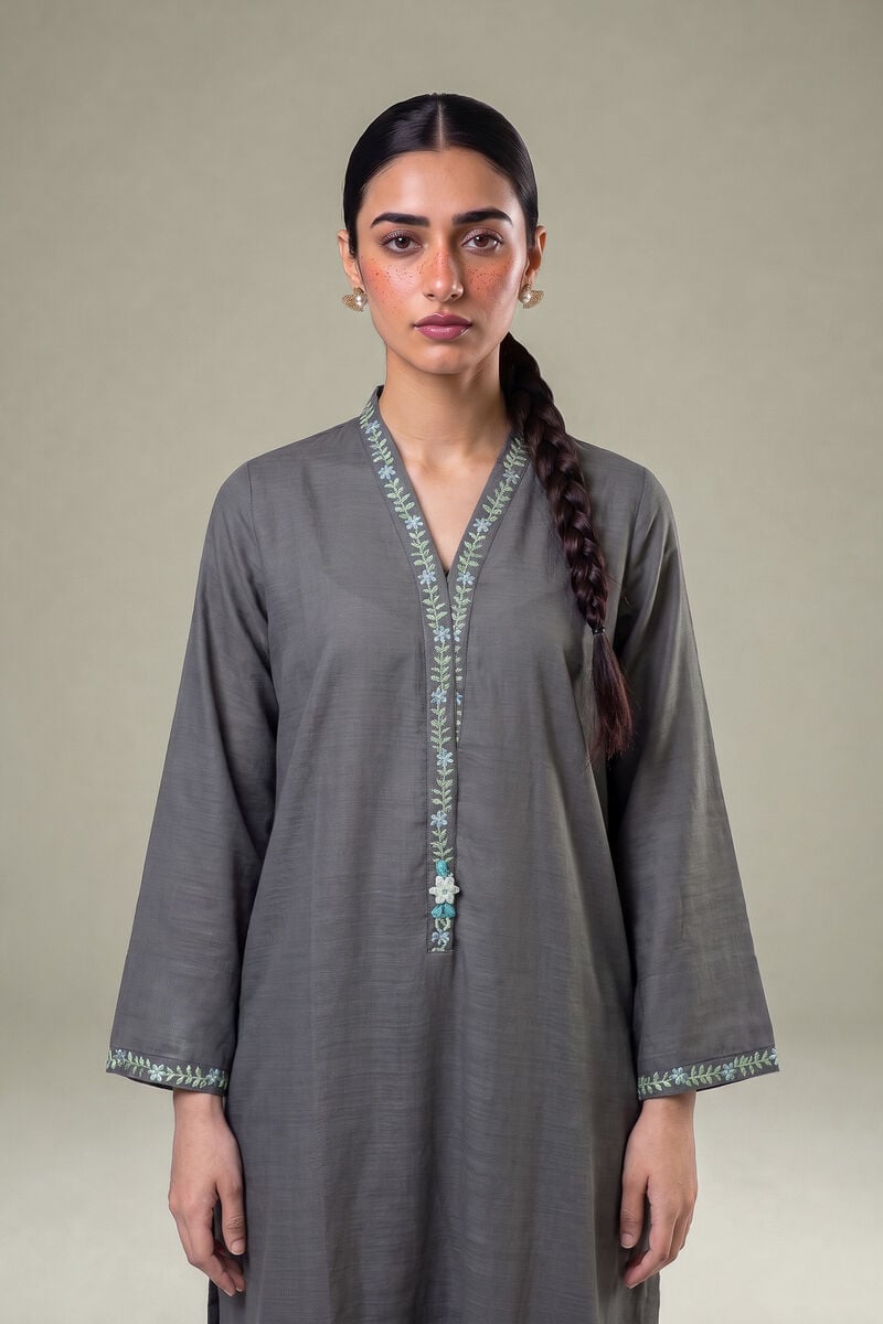 Embroidered | Light Khaddar | Longline V-Neck Kurta | USD 35.00