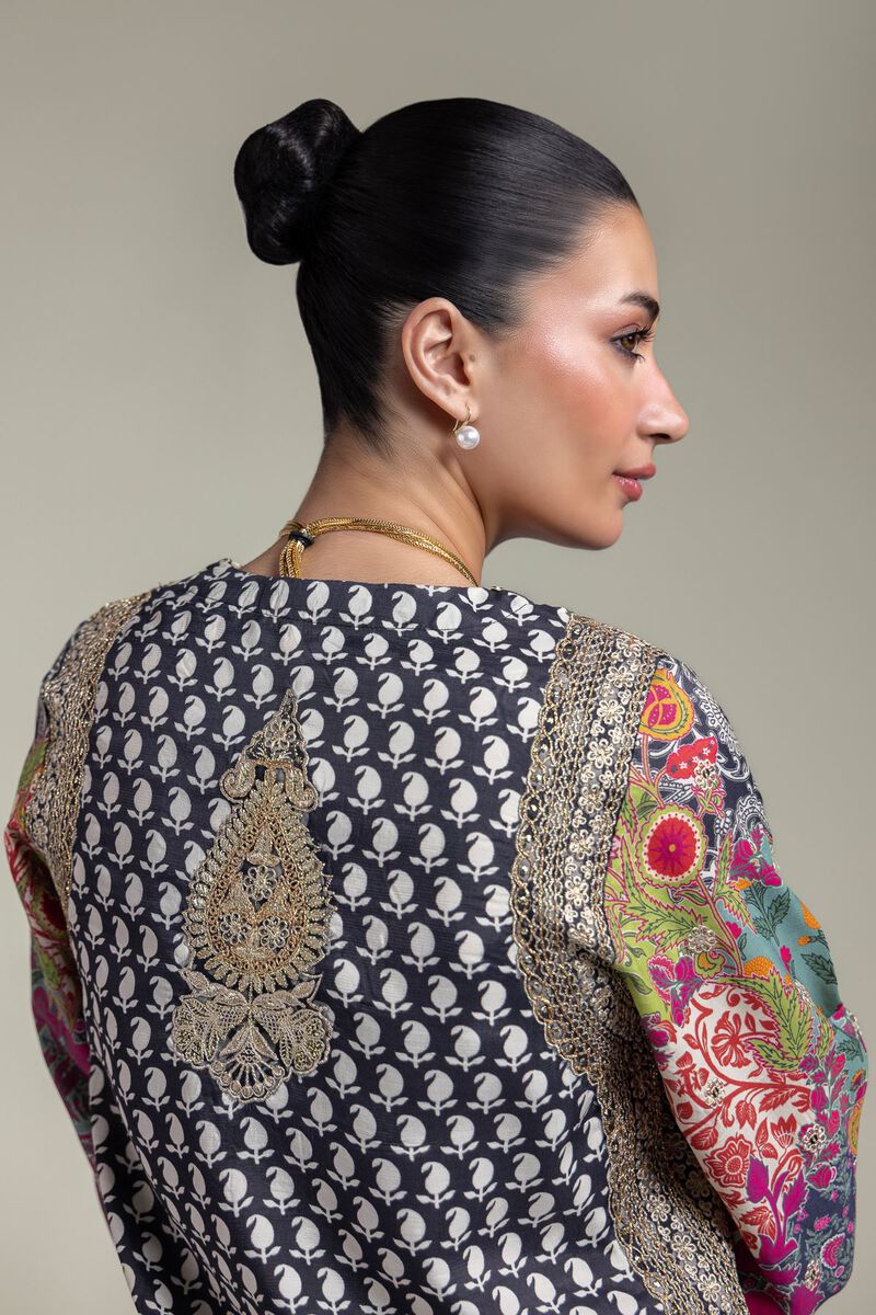 Embroidered | Raw Silk | Black 2-Piece Set | USD 125.00