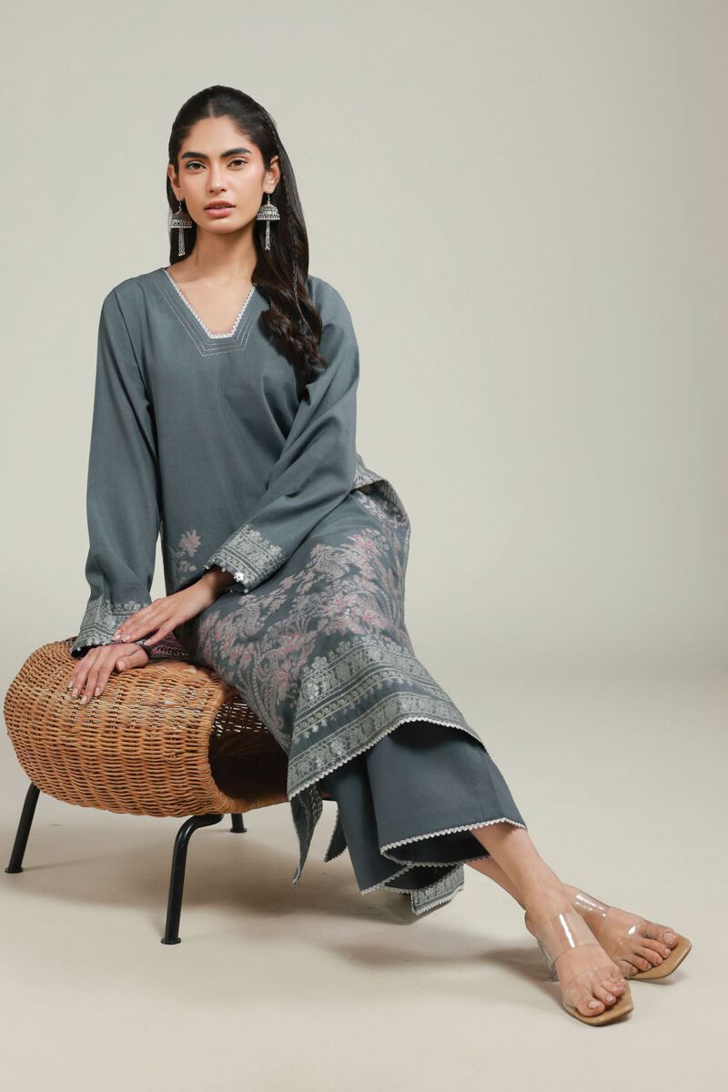 Dyed | Jacquard | Gray Tailored Set | USD 45.00
