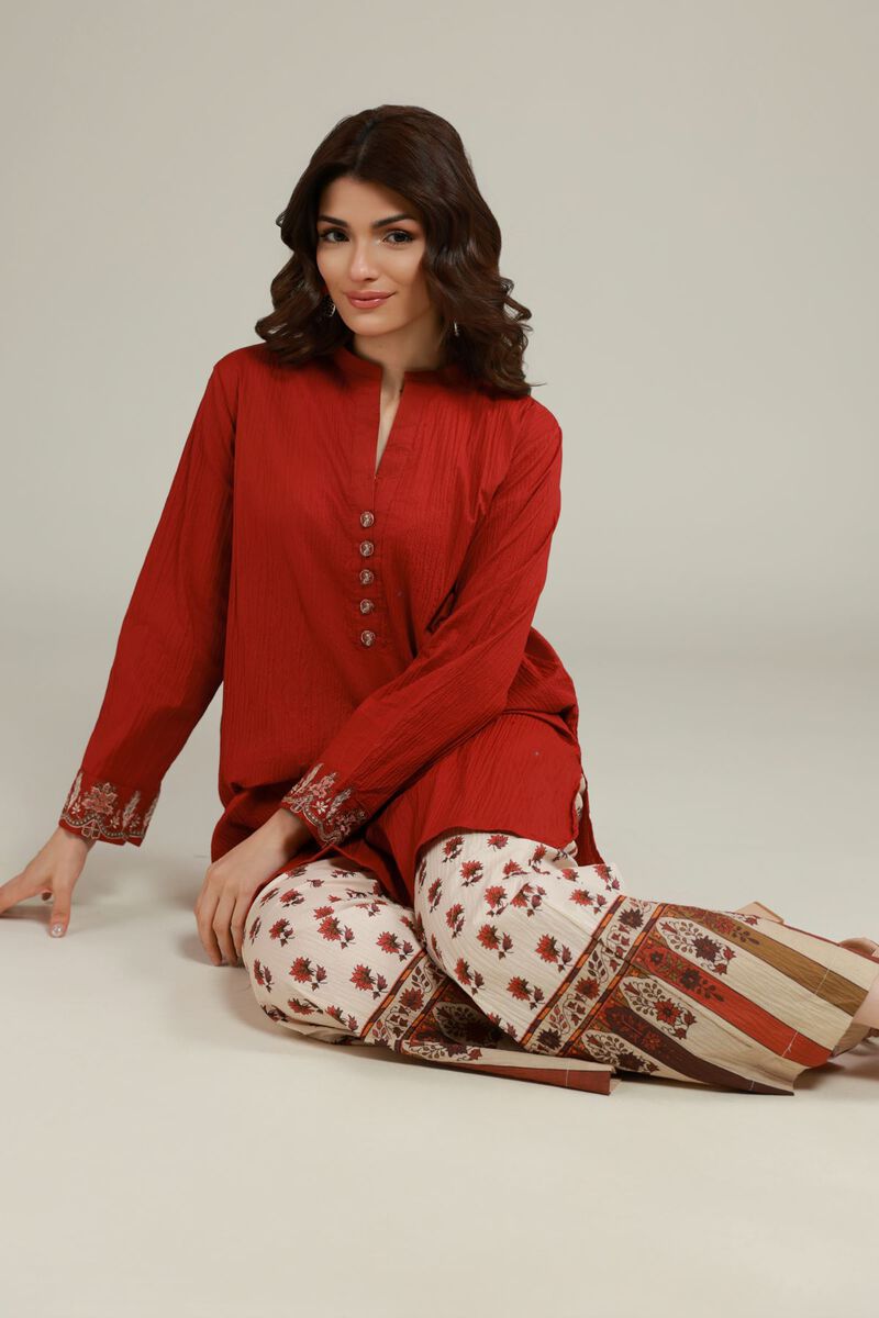 Embroidered | Cotton Crinkle | Solid Crinkled Kurta | USD 30.00