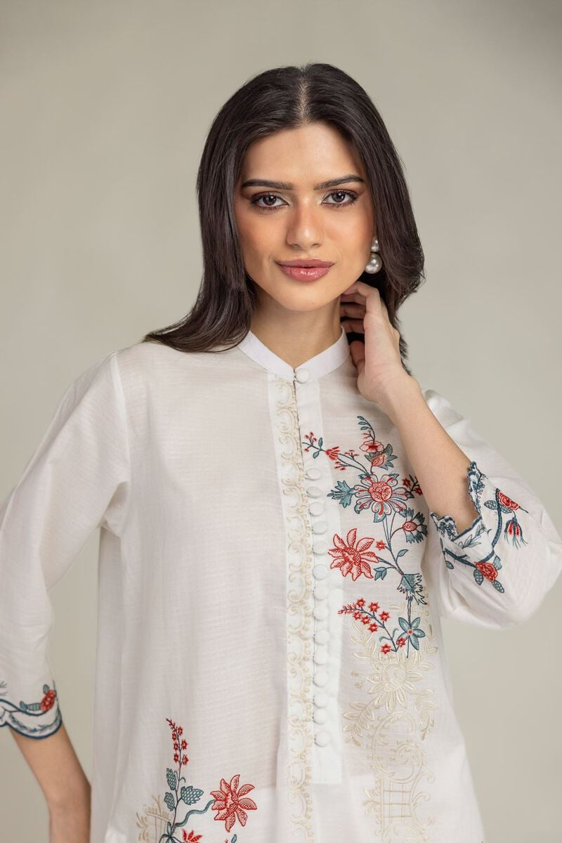 Embroidered | Cotton Dobby | Short Floral Kurta | USD 35.00