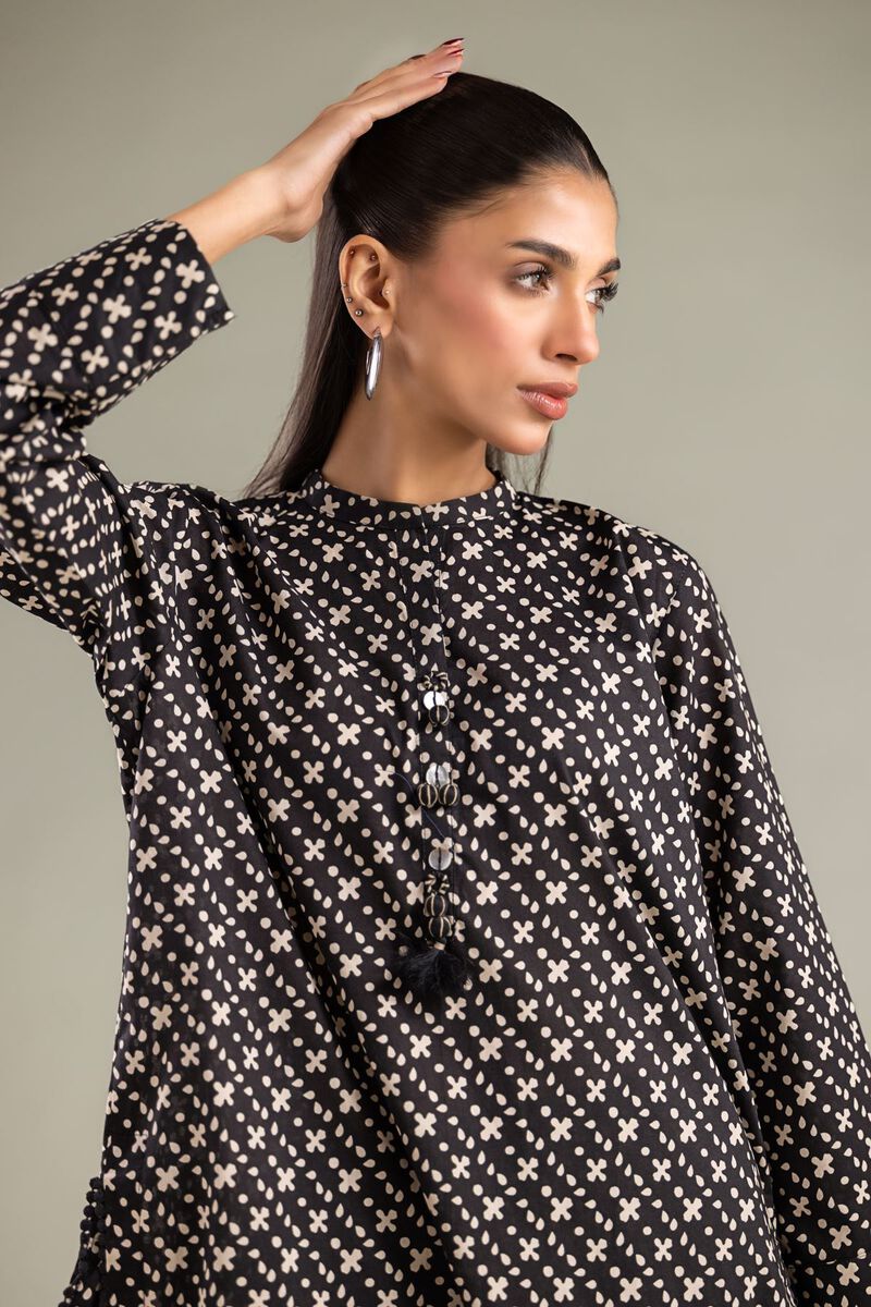 Printed | Cambric | Geometric Band Collar Kurta | USD 30.00