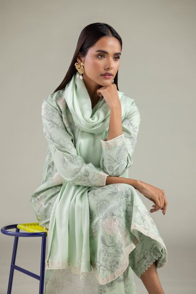 Embroidered | Raw Silk | Floral Lace Dupatta | USD 40.00