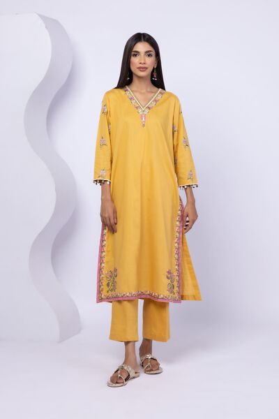 Embroidered | Crosshatch Poplin | Kurta | USD 40.00