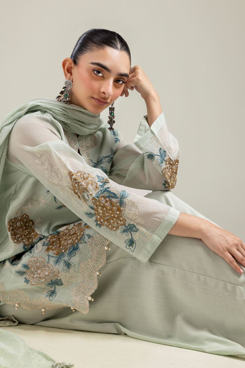 Paper Silk | Mint Solid Dupatta | USD 40.00