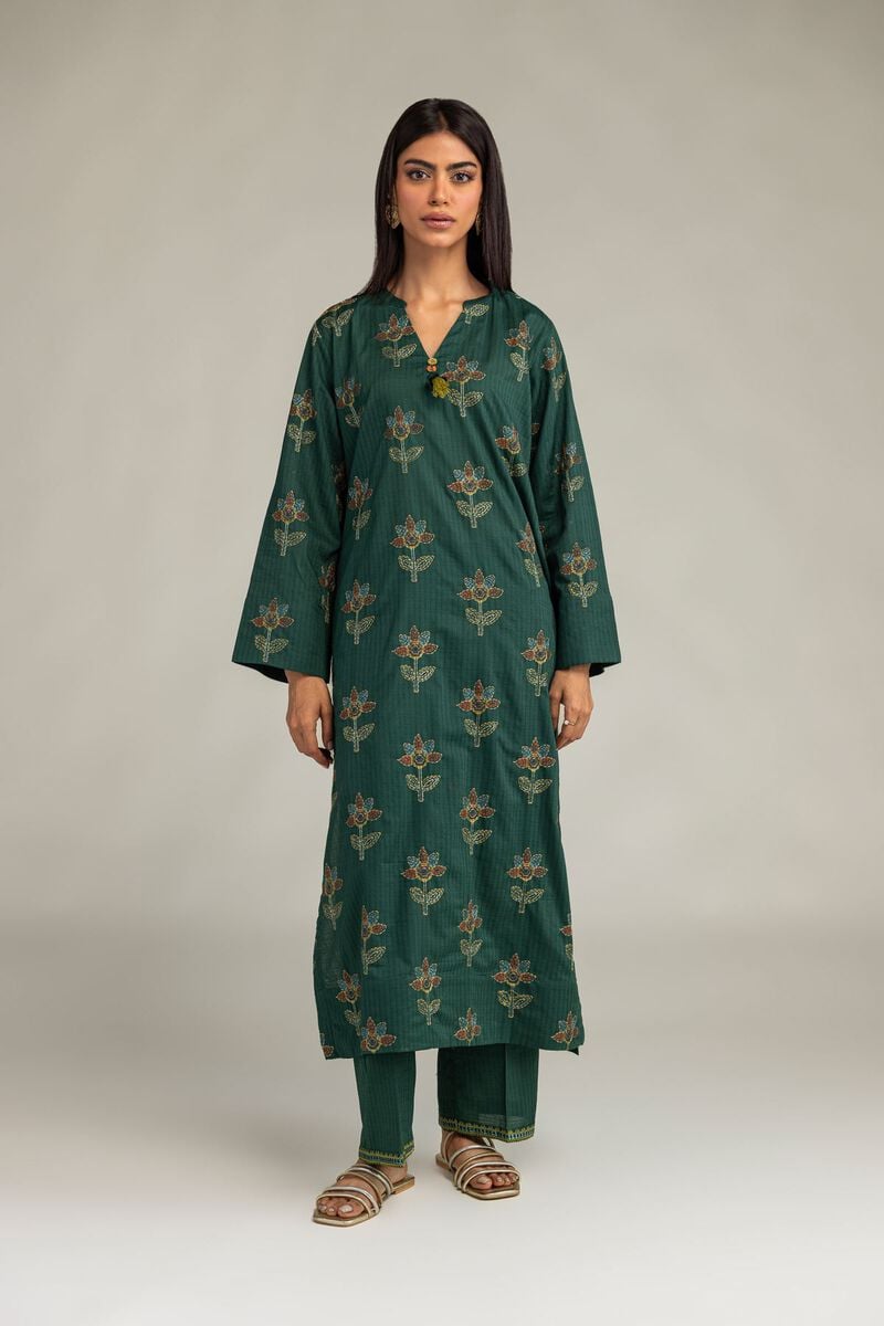 Embroidered | Cotton Dobby | Floral Longline Kurta | USD 40.00
