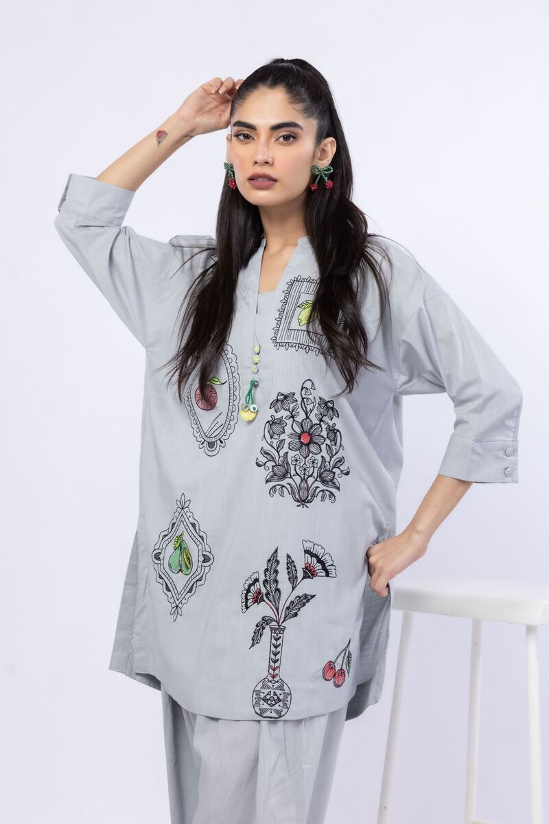 Embroidered | Crosshatch Poplin | Kurta | USD 15.00