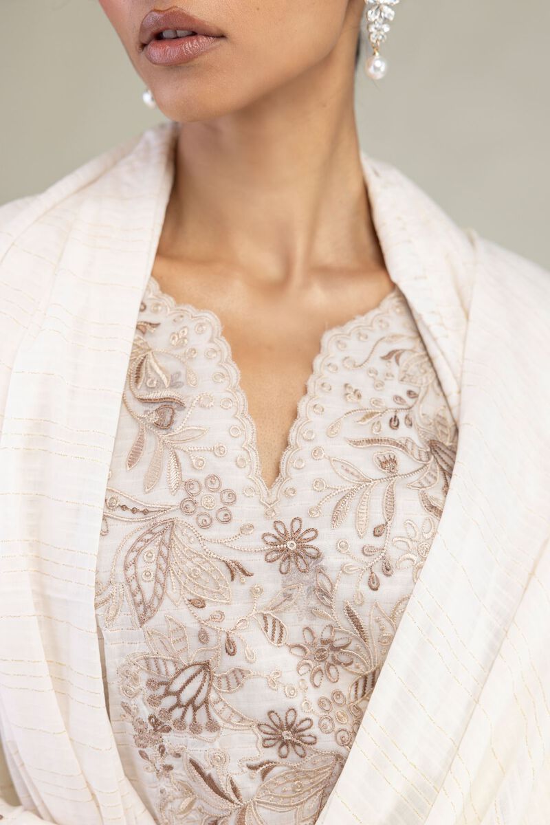 Embroidered | Messuri Dobby | White Tailored 3-Piece | USD 85.00