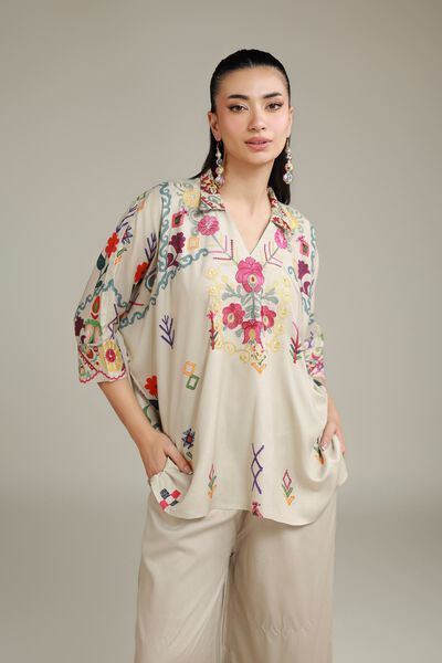 Embroidered | Viscose Crepe | Shirt | USD 40.00