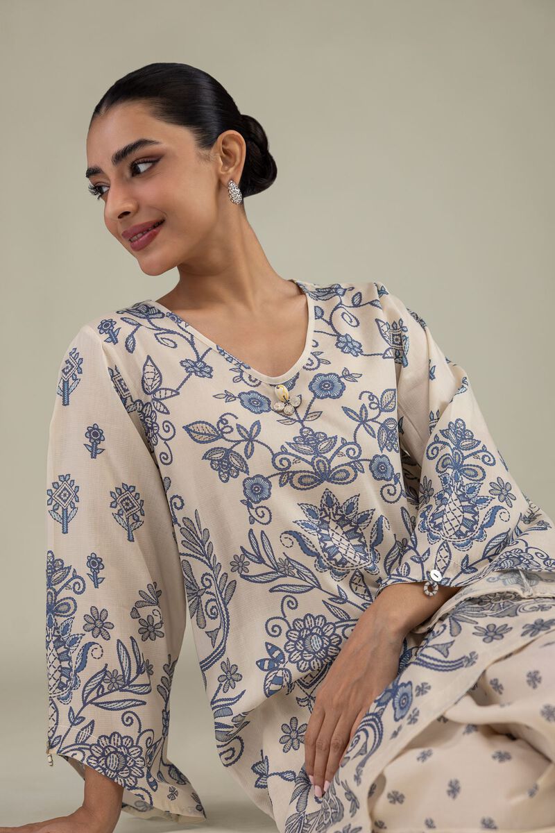 Printed | Textured Weave | Short Floral Kurta | USD 35.00