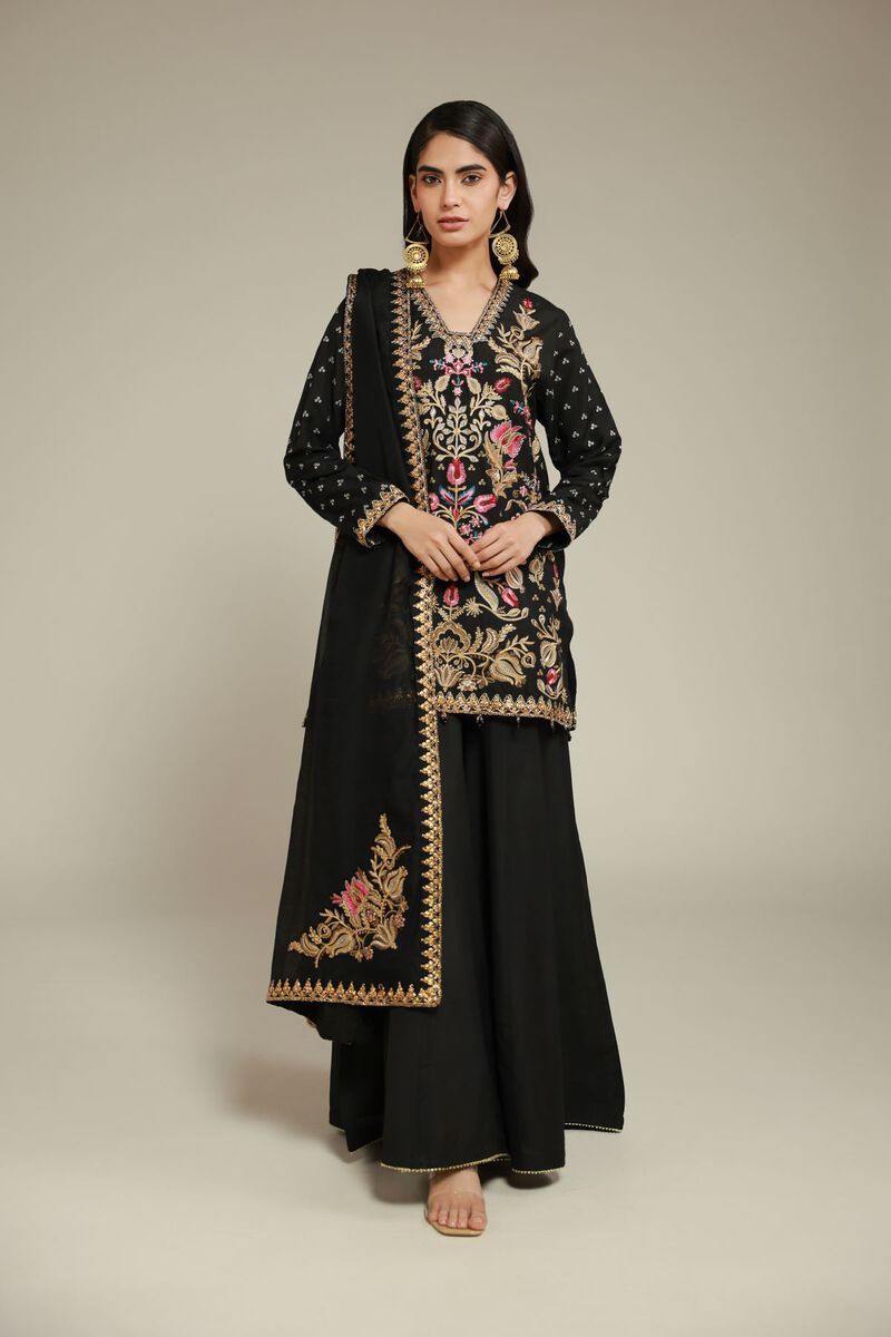 Embroidered | Raw Silk | 3 Piece Co-ord Set | USD 125.00