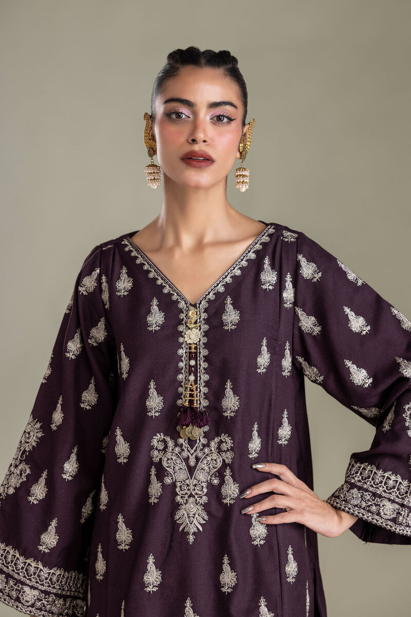 Embroidered | Heavy Blended Viscose | Purple Viscose Kurta | USD 65.00