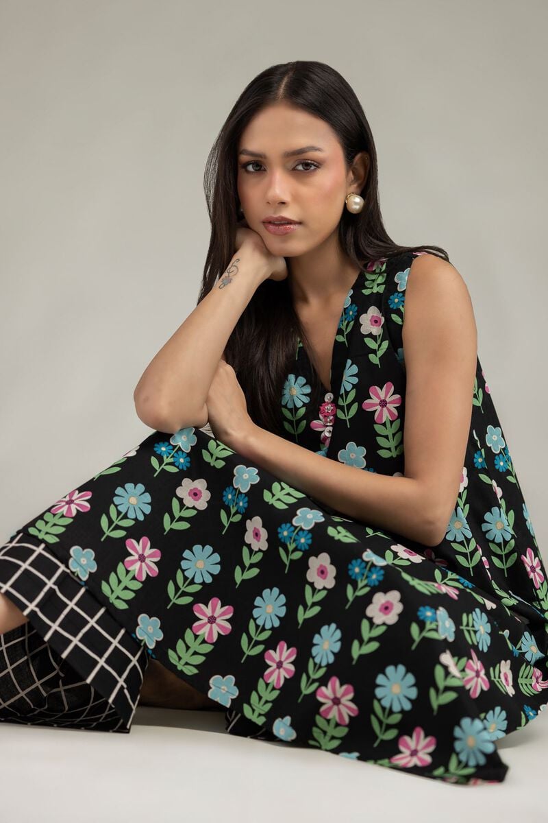 Printed | Cambric | Black Cambric Kurta | USD 35.00