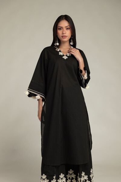 Embroidered | Cotton Dobby | Black Cotton Kurta | USD 35.00