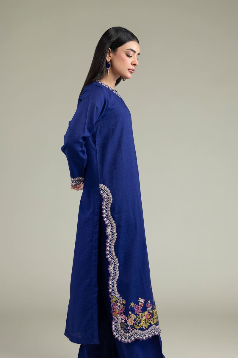 Embroidered | Cotton Dobby | Floral Scalloped Kurta | USD 45.00