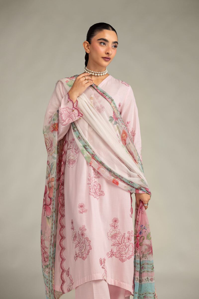 Embroidered | Mesuri | Pink Floral Dupatta | USD 30.00