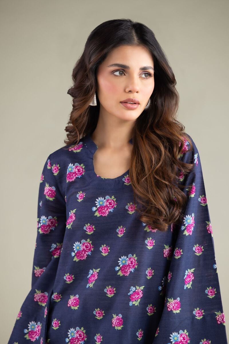 Embroidered | Textured Cotton | Floral Longline Kurta | USD 35.00