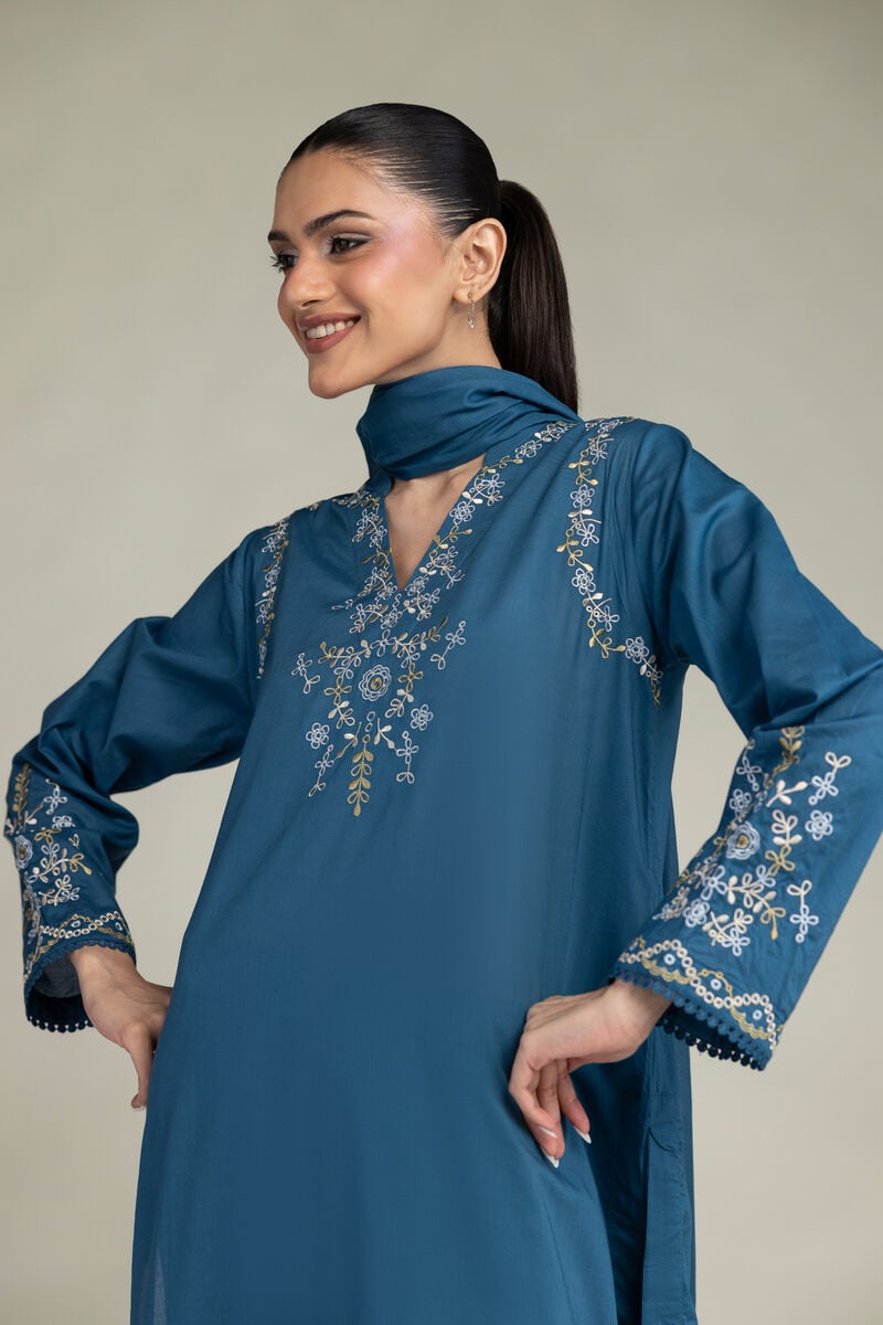 Embroidered | Lawn | Blue Lawn Dupatta | USD 30.00