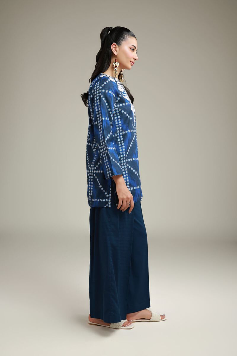 Embroidered | Cotton Dobby | Wide Navy Pants | USD 25.00
