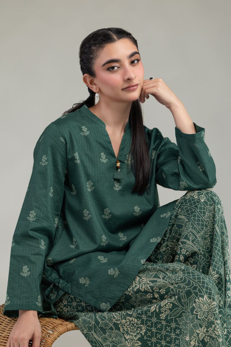 Printed | Cotton Dobby | Green Cotton Kurta | USD 30.00