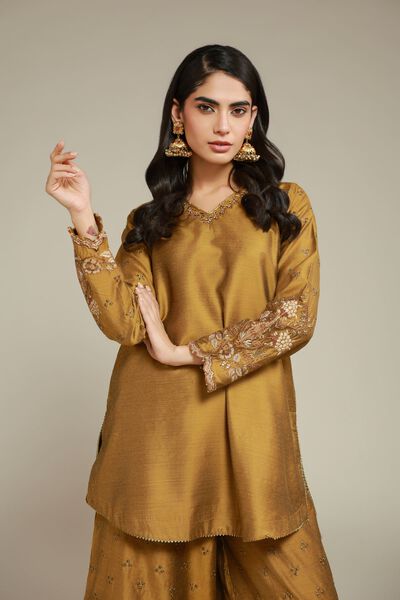 Embroidered | Raw Silk | 2 Piece Co-ord Set | Top and Bottom | USD 85.00