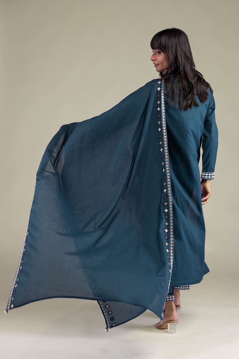 Embroidered | Lawn | Teal Lawn Dupatta | USD 30.00
