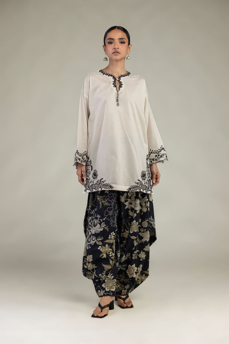 Embroidered | Cotton Dobby | Floral Short Kurta | USD 40.00