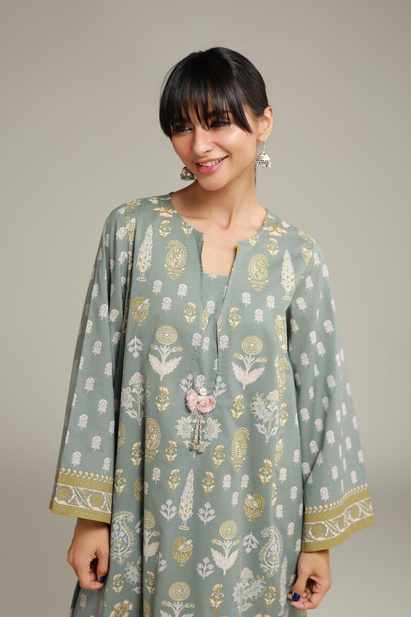Printed | Cambric | Mint Cambric Kurta | USD 35.00