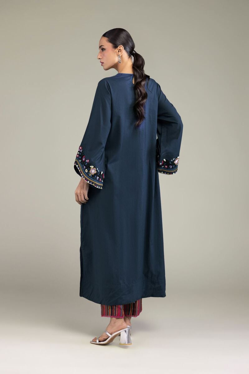 Embroidered | Cambric | Navy Cambric Kurta | USD 40.00