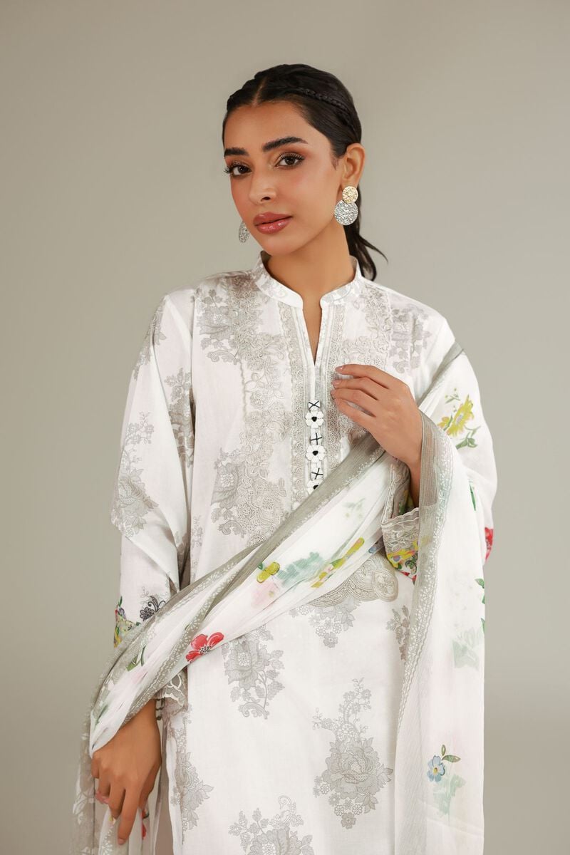 Embroidered | Cambric | Tailored 3-Piece Dress | USD 75.00