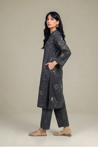 Printed | Light Khaddar | Floral Black Pants | USD 35.00
